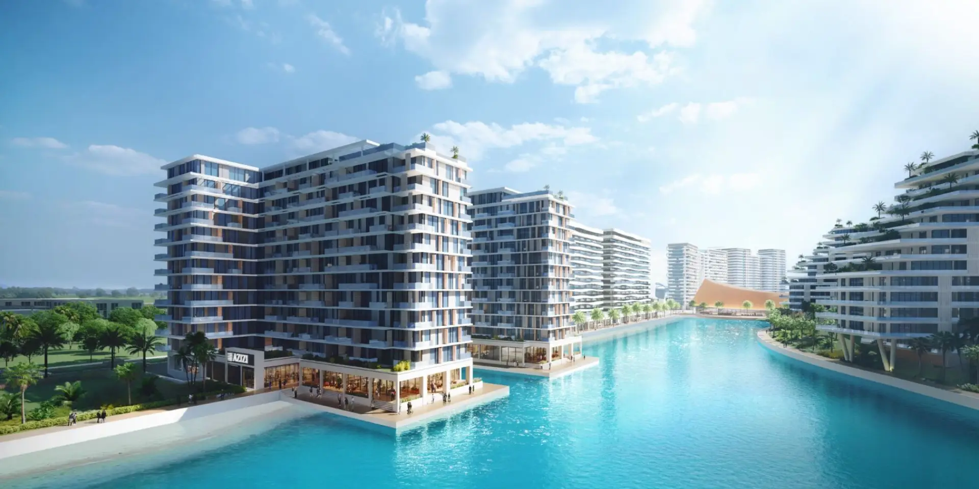 Studio Apartment in Azizi Venice in Azizi Venice, Dubai South - balcony or terrace view showing studio with studio layout, 334 sq ft
