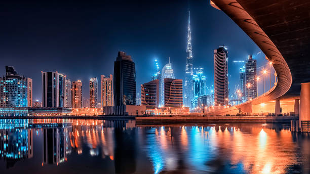 Dubai skyline at sunset showcasing modern architecture and waterfront - UAE luxury real estate market