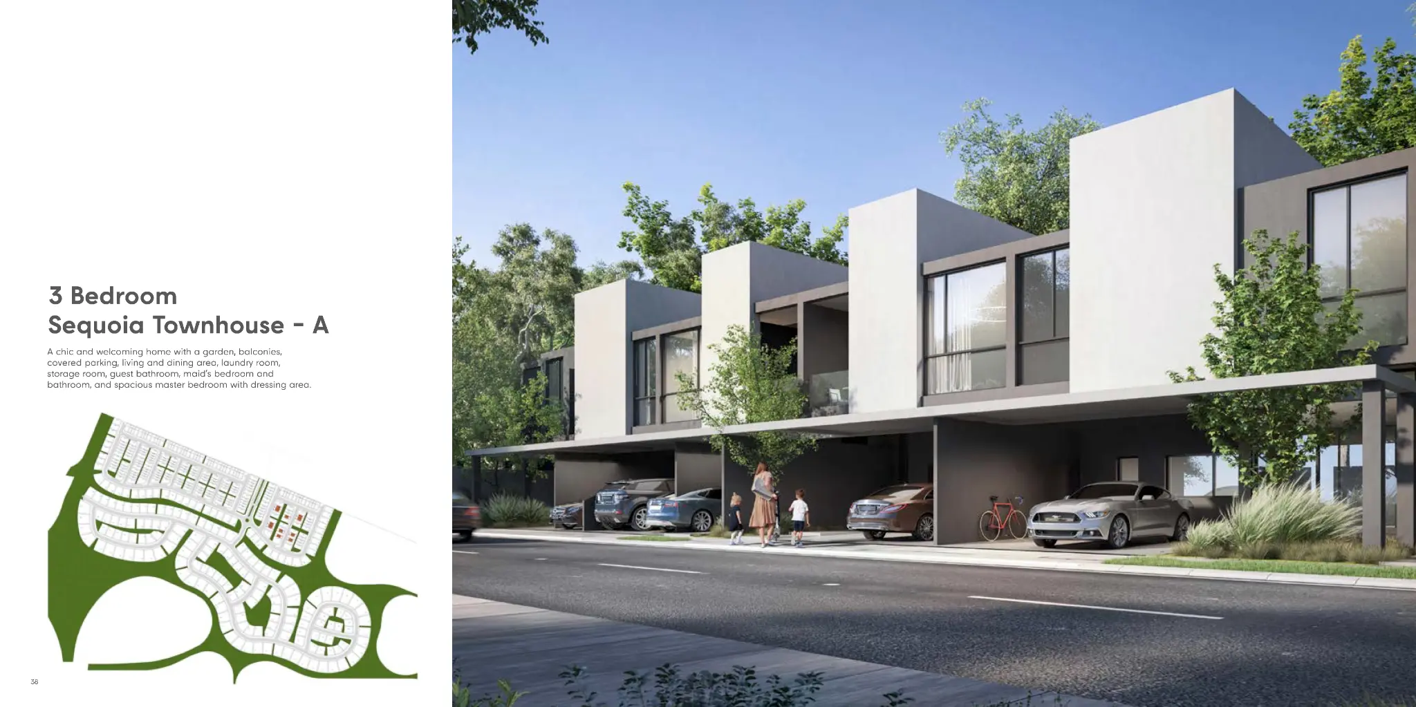 3 Bedroom Townhouse in Masaar Sequoia in Sequoia, Masaar, Sharjah - exterior view showing townhouse with 3 bedrooms, 2348 sq ft