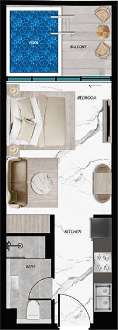 Studio Apartment in SAMANA Barari Views in SAMANA Barari Views, Dubai Land - bathroom showing studio with studio layout, 364 sq ft